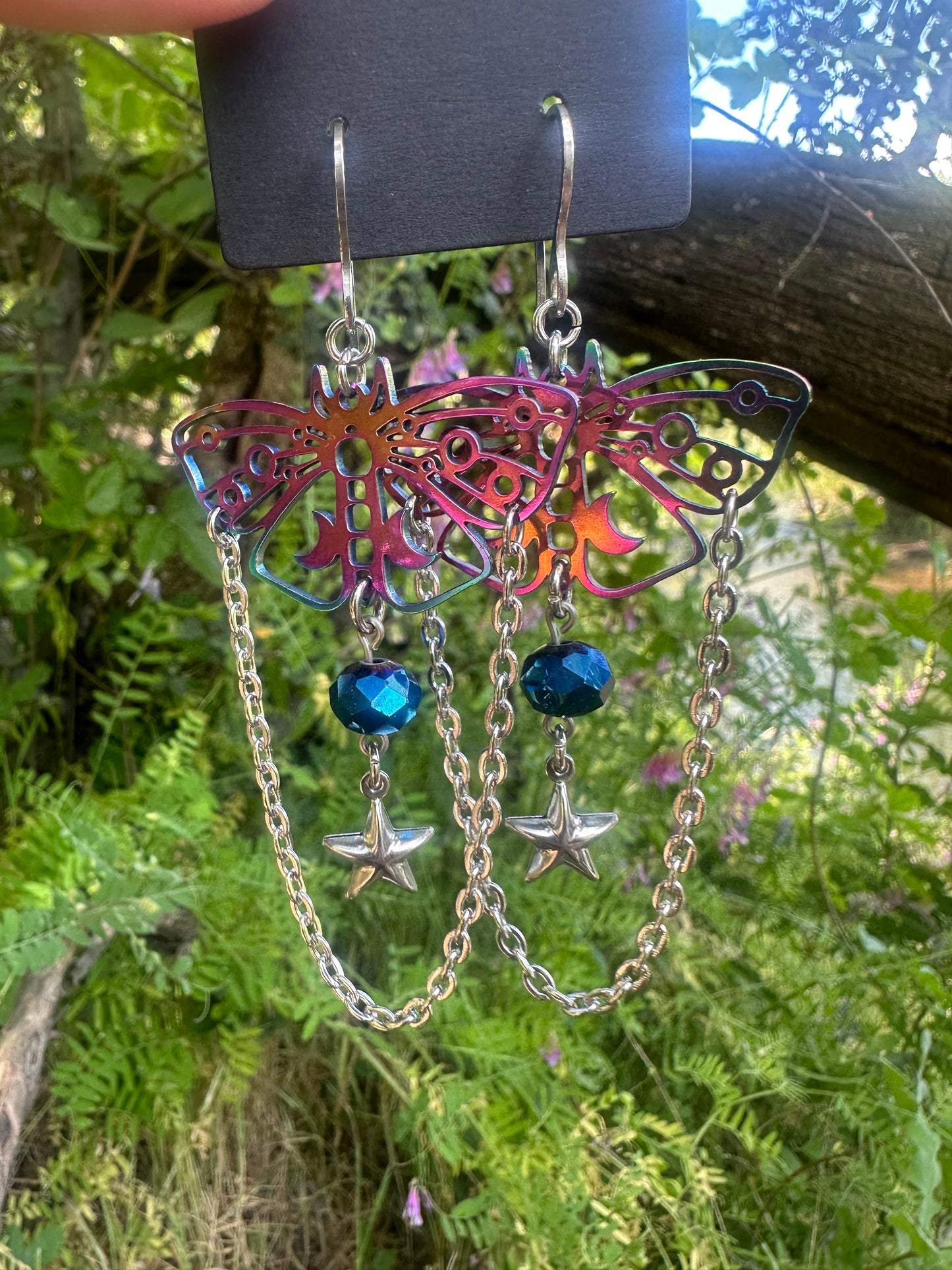 Celestial moth earrings