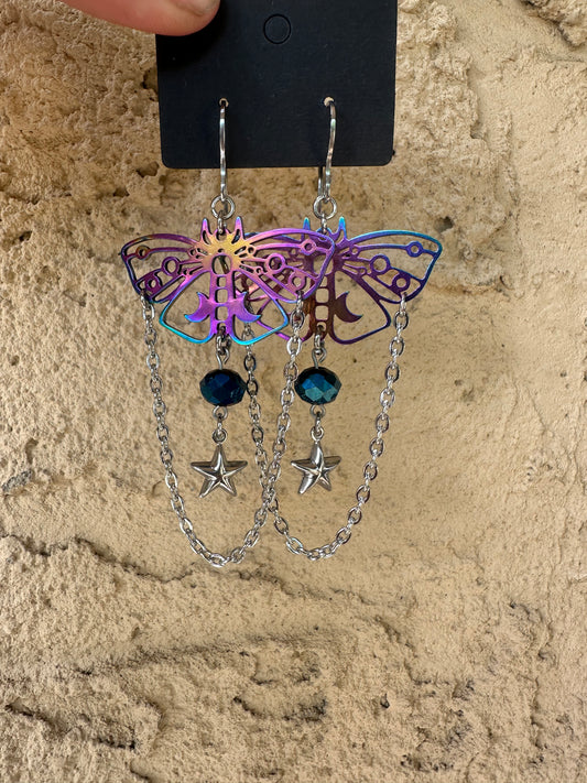 Celestial moth earrings